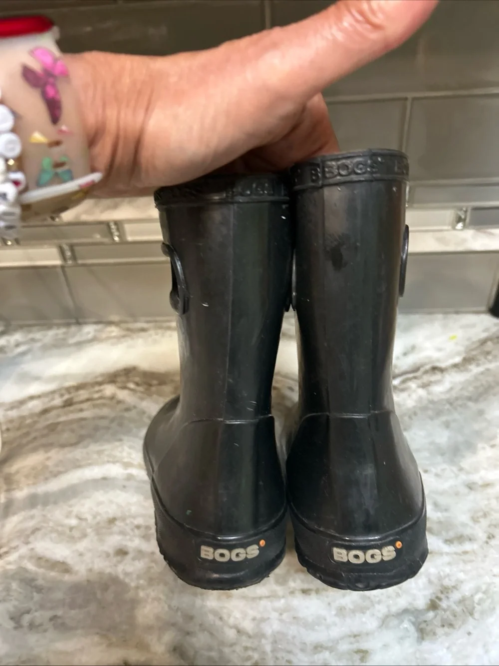 Bogs Kids Skipper Waterproof Rain/ Snow Boots Black Unisex Sz 2